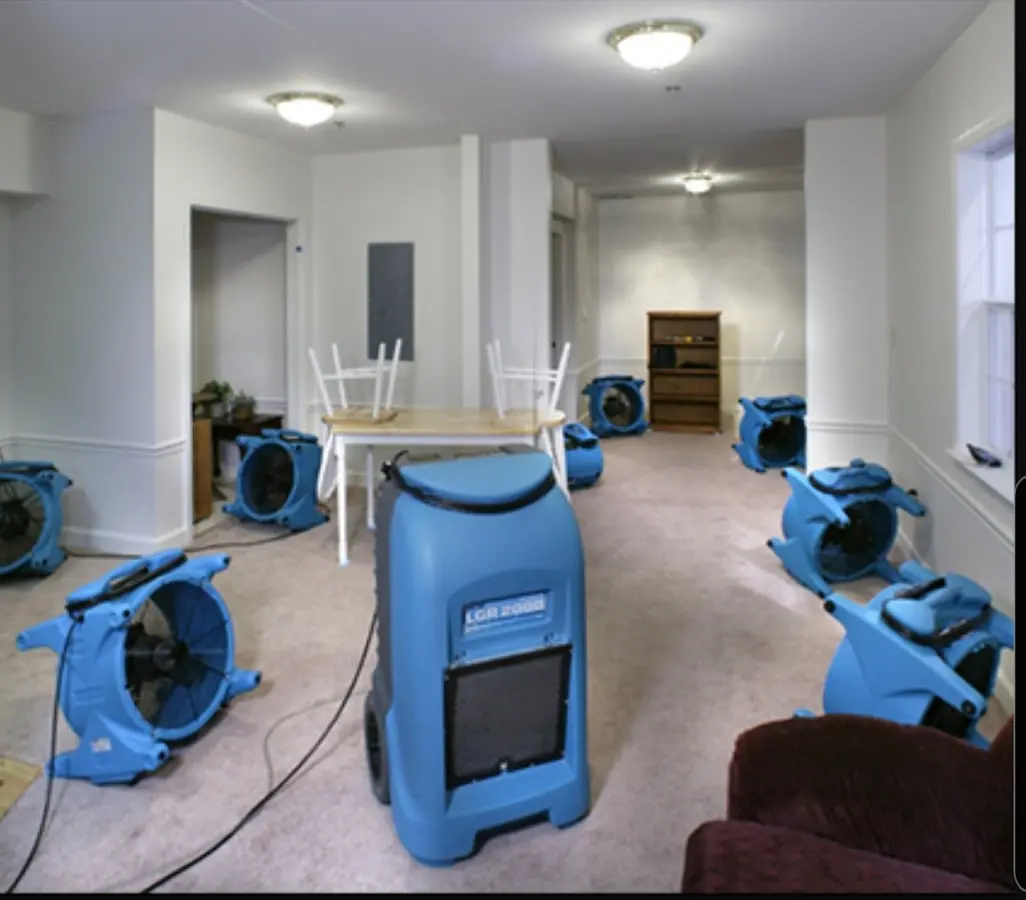 Air movers and dehumidifier setup for Water Damage Restoration in Oskaloosa