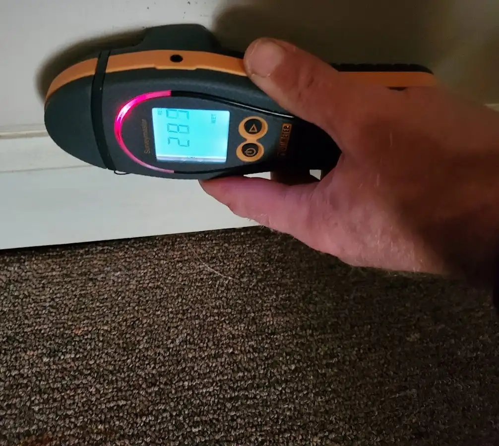 Moisture detection at baseboard during Sewage Cleanup & Sanitation in Oskaloosa